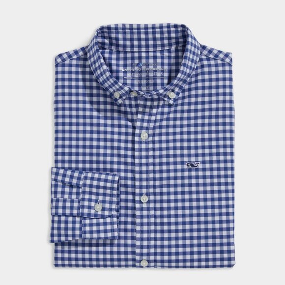 Vineyard Vines Performance Long Sleeve Navy Collared Button Up Down Shirt Top L - Picture 1 of 8